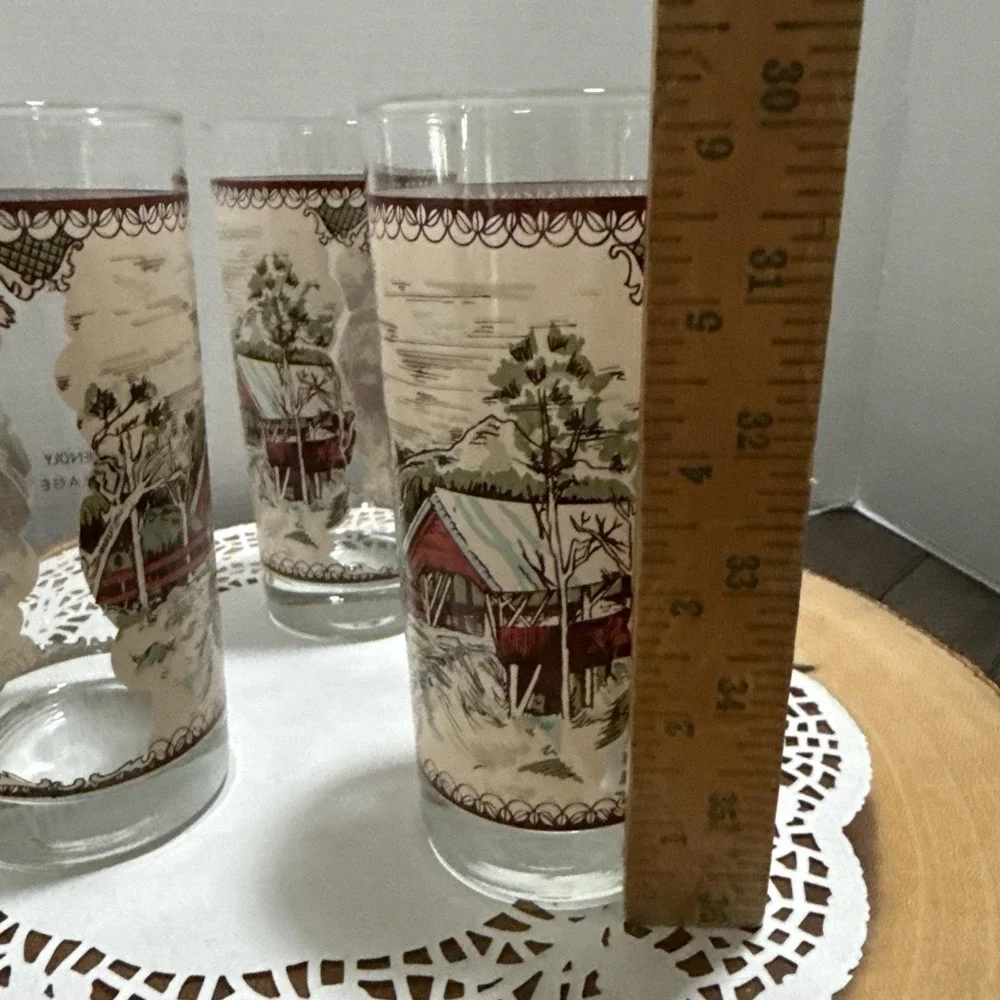 Johnson Brothers Friendly Village Covered Bridge Tumblers Glasses Set 3 England